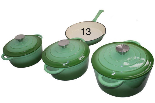 Cast Iron Pot Set 7pcs - Green_0