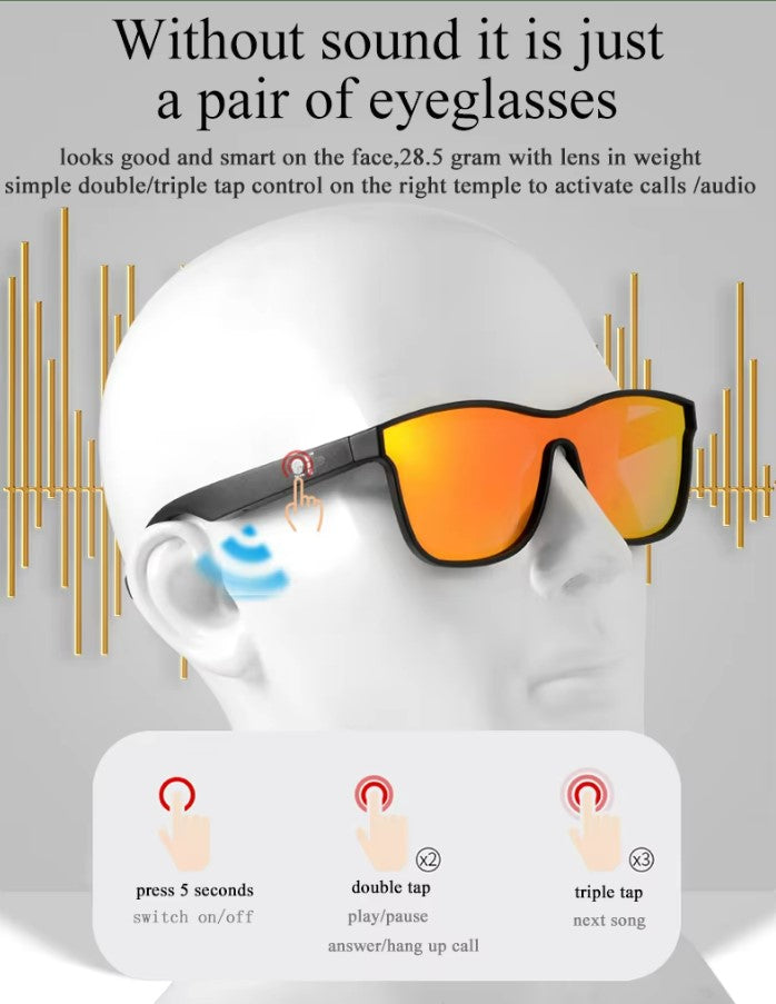 Smart Glasses - Semi-Open Bluetooth Glasses, music, call, voice control sports Sunglasses - Black_4